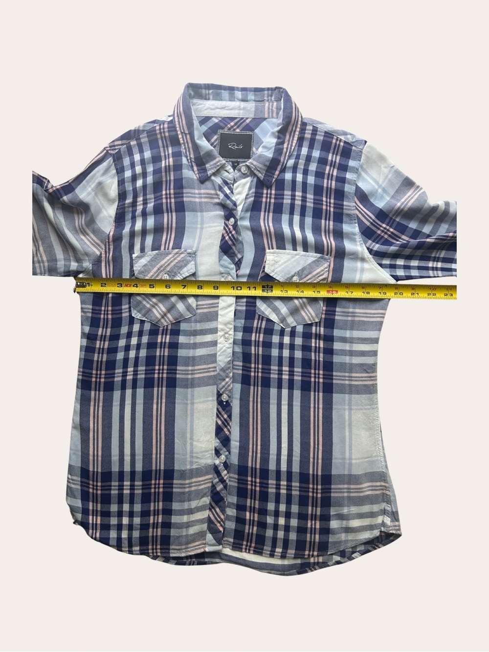 Rails Plaid Woman’s Button-Up Shirt Navy & Pink Size Medium - Picture 5 of 15